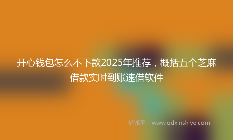 开心钱包怎么不下款2025年推荐，概括五个芝麻借款实时到账速借软件