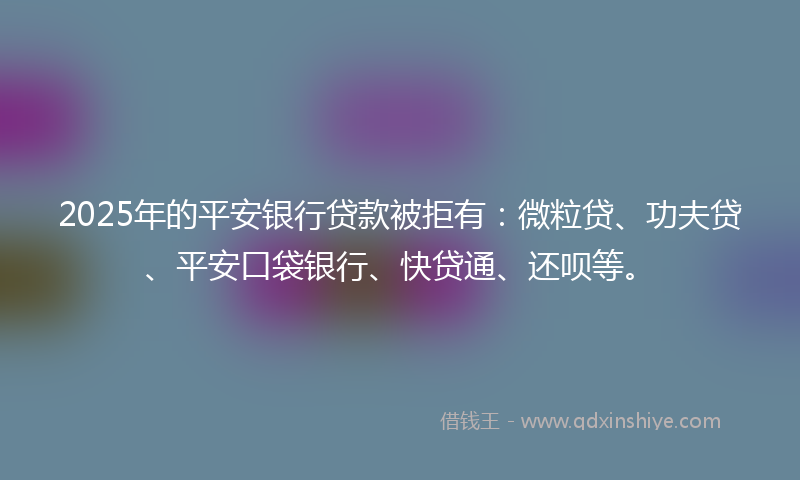2025年的平安银行贷款被拒有：微粒贷、功夫贷、平安口袋银行、快贷通、还呗等。