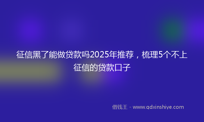 征信黑了能做贷款吗2025年推荐，梳理5个不上征信的贷款口子