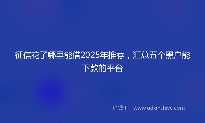 征信花了哪里能借2025年推荐，汇总五个黑户能下款的平台