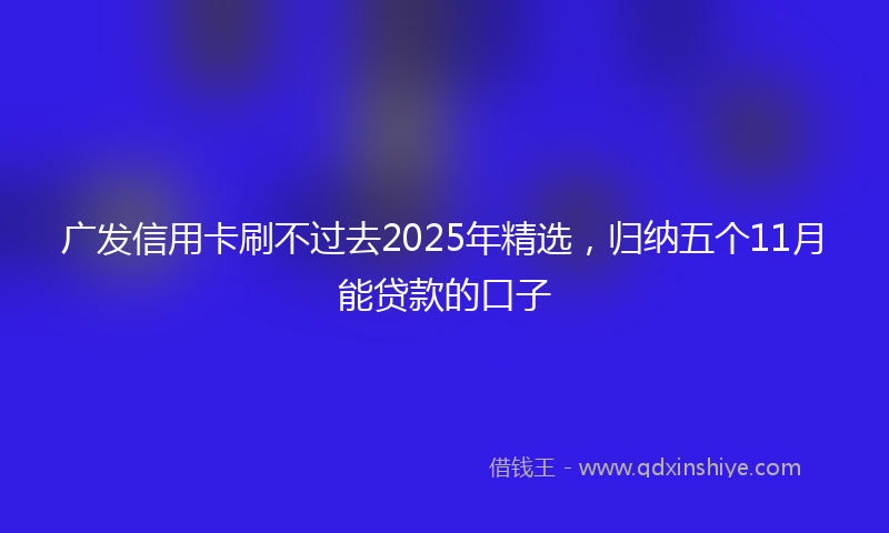 广发信用卡刷不过去2025年精选，归纳五个11月能贷款的口子