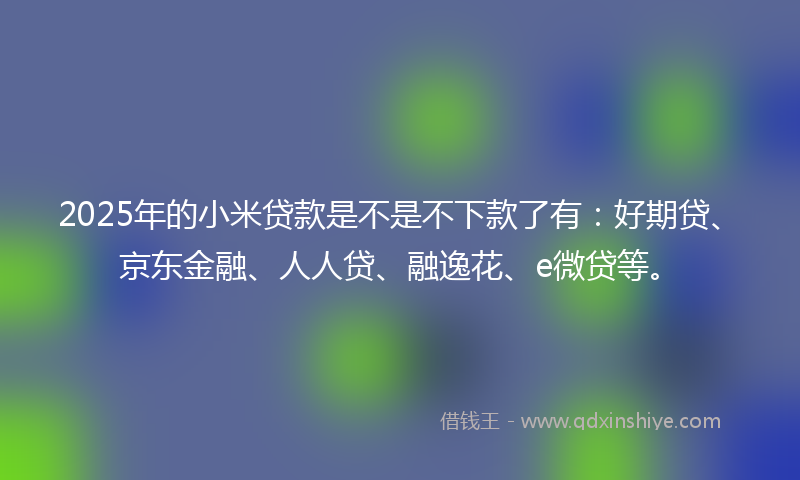 2025年的小米贷款是不是不下款了有：好期贷、京东金融、人人贷、融逸花、e微贷等。