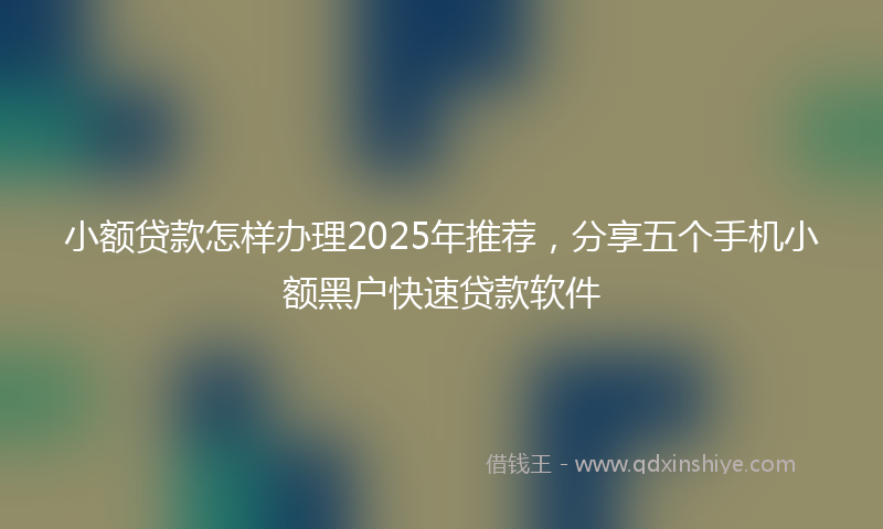 小额贷款怎样办理2025年推荐，分享五个手机小额黑户快速贷款软件