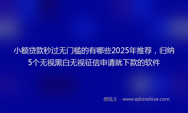 小额贷款秒过无门槛的有哪些2025年推荐，归纳5个无视黑白无视征信申请就下款的软件