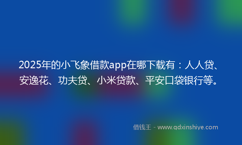2025年的小飞象借款app在哪下载有：人人贷、安逸花、功夫贷、小米贷款、平安口袋银行等。