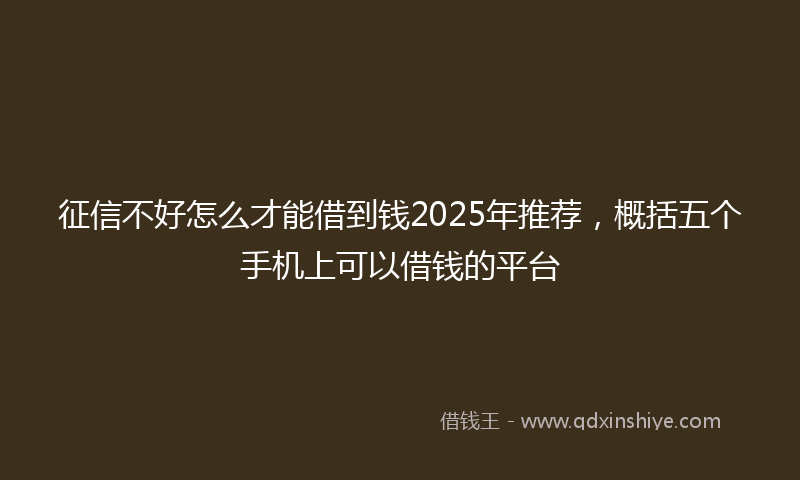 征信不好怎么才能借到钱2025年推荐，概括五个手机上可以借钱的平台