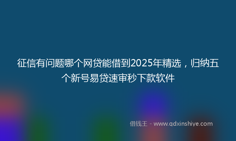 征信有问题哪个网贷能借到2025年精选，归纳五个新号易贷速审秒下款软件