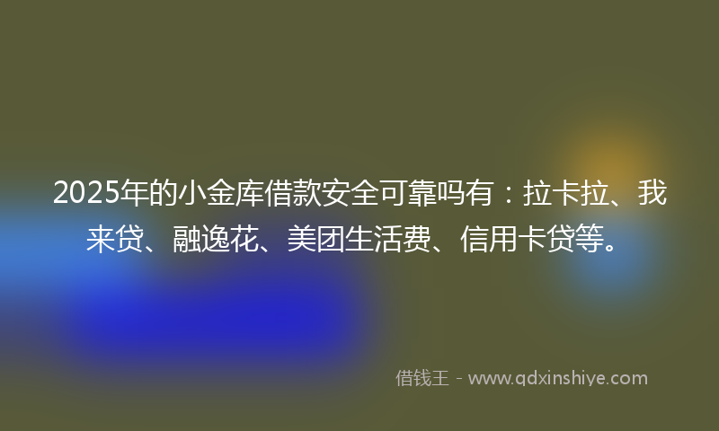 2025年的小金库借款安全可靠吗有：拉卡拉、我来贷、融逸花、美团生活费、信用卡贷等。