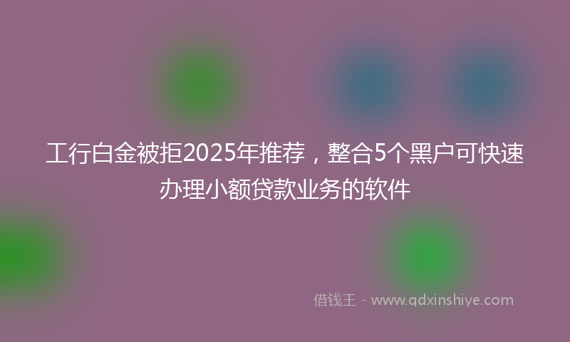 工行白金被拒2025年推荐，整合5个黑户可快速办理小额贷款业务的软件