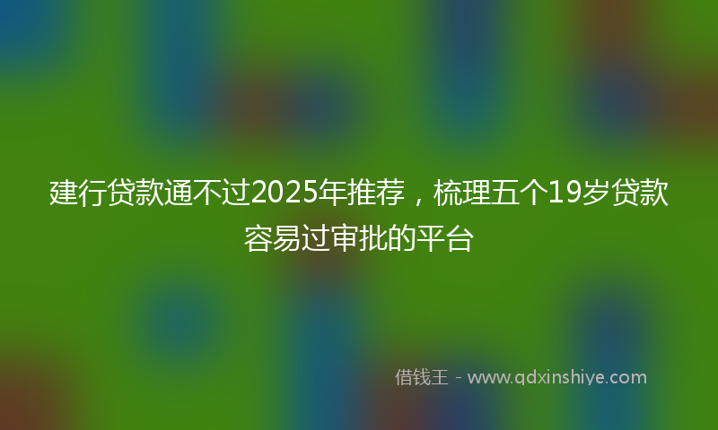 建行贷款通不过2025年推荐，梳理五个19岁贷款容易过审批的平台