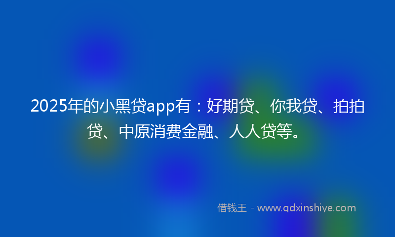2025年的小黑贷app有：好期贷、你我贷、拍拍贷、中原消费金融、人人贷等。