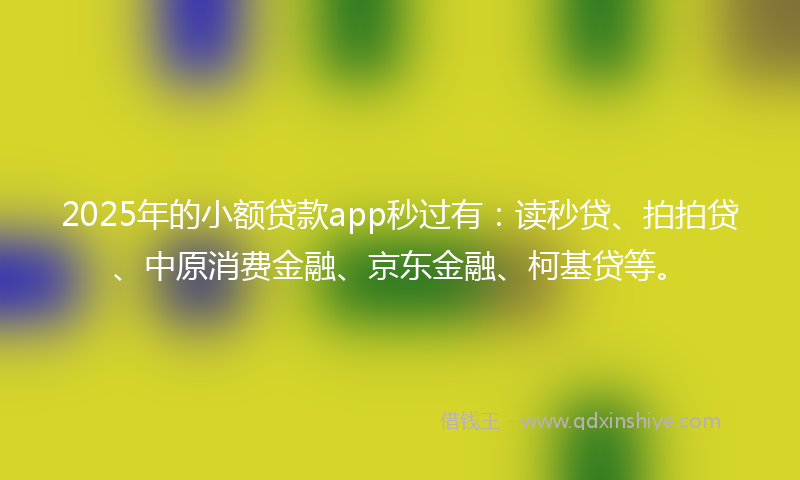 2025年的小额贷款app秒过有：读秒贷、拍拍贷、中原消费金融、京东金融、柯基贷等。