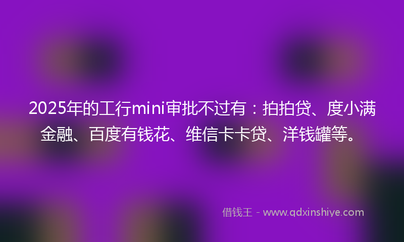 2025年的工行mini审批不过有：拍拍贷、度小满金融、百度有钱花、维信卡卡贷、洋钱罐等。