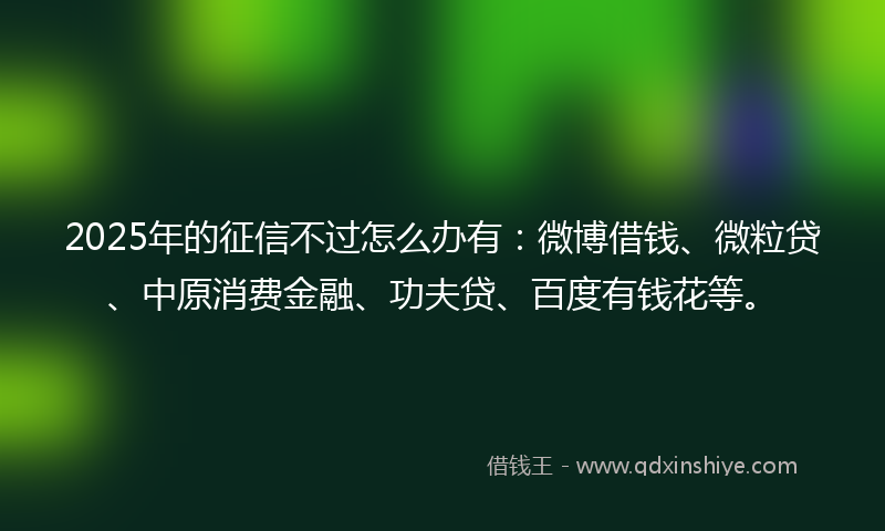 2025年的征信不过怎么办有：微博借钱、微粒贷、中原消费金融、功夫贷、百度有钱花等。