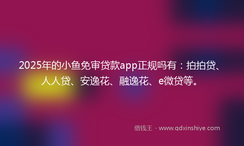 2025年的小鱼免审贷款app正规吗有：拍拍贷、人人贷、安逸花、融逸花、e微贷等。