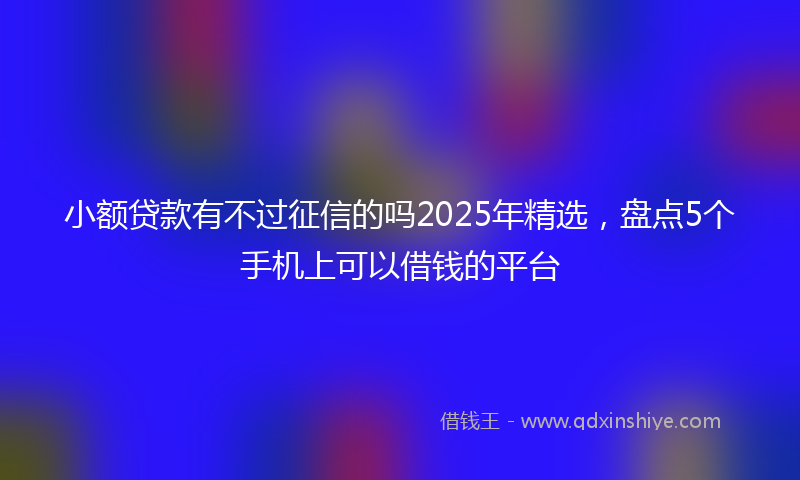小额贷款有不过征信的吗2025年精选，盘点5个手机上可以借钱的平台