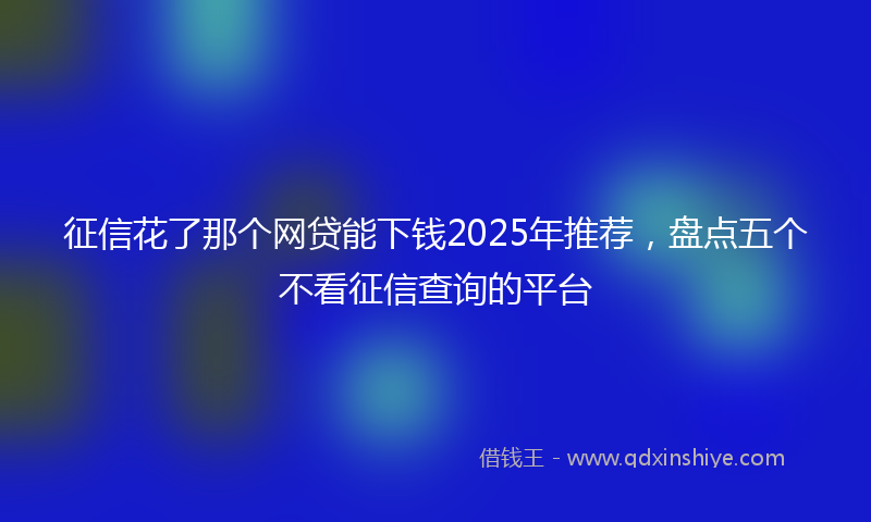 征信花了那个网贷能下钱2025年推荐，盘点五个不看征信查询的平台