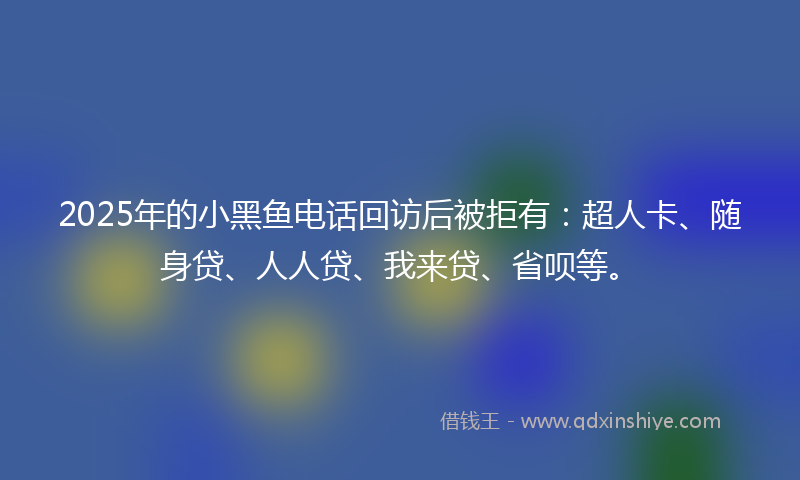 2025年的小黑鱼电话回访后被拒有：超人卡、随身贷、人人贷、我来贷、省呗等。