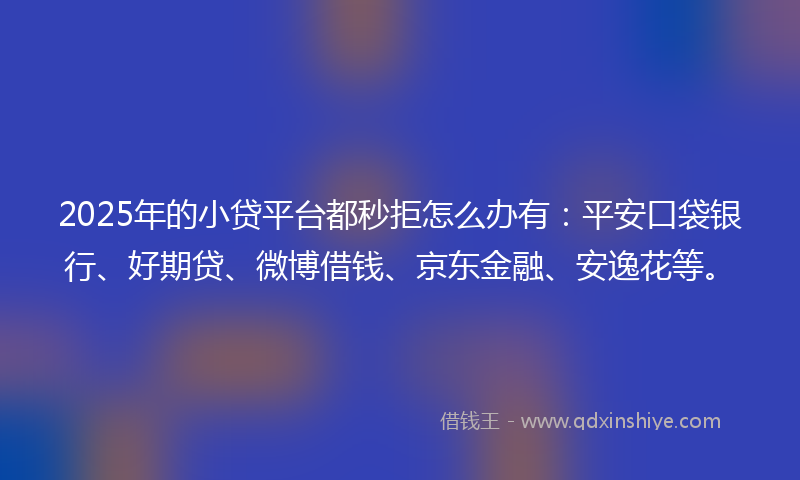 2025年的小贷平台都秒拒怎么办有：平安口袋银行、好期贷、微博借钱、京东金融、安逸花等。