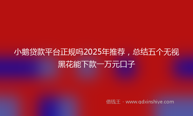 小鹅贷款平台正规吗2025年推荐，总结五个无视黑花能下款一万元口子