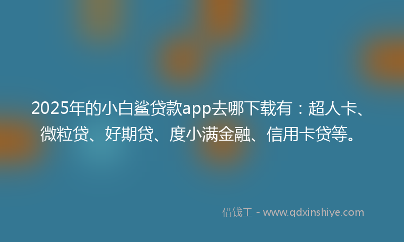 2025年的小白鲨贷款app去哪下载有：超人卡、微粒贷、好期贷、度小满金融、信用卡贷等。