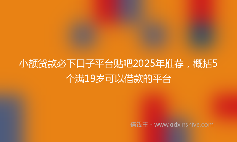 小额贷款必下口子平台贴吧2025年推荐，概括5个满19岁可以借款的平台