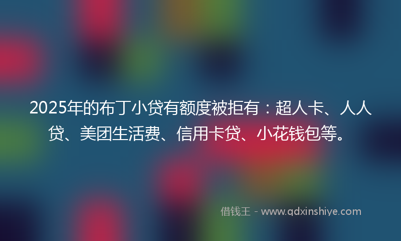 2025年的布丁小贷有额度被拒有：超人卡、人人贷、美团生活费、信用卡贷、小花钱包等。