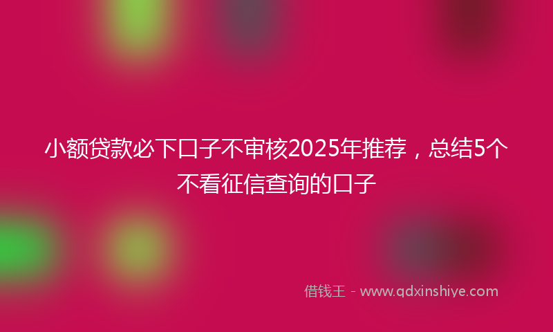 小额贷款必下口子不审核2025年推荐，总结5个不看征信查询的口子
