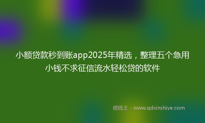 小额贷款秒到账app2025年精选，整理五个急用小钱不求征信流水轻松贷的软件