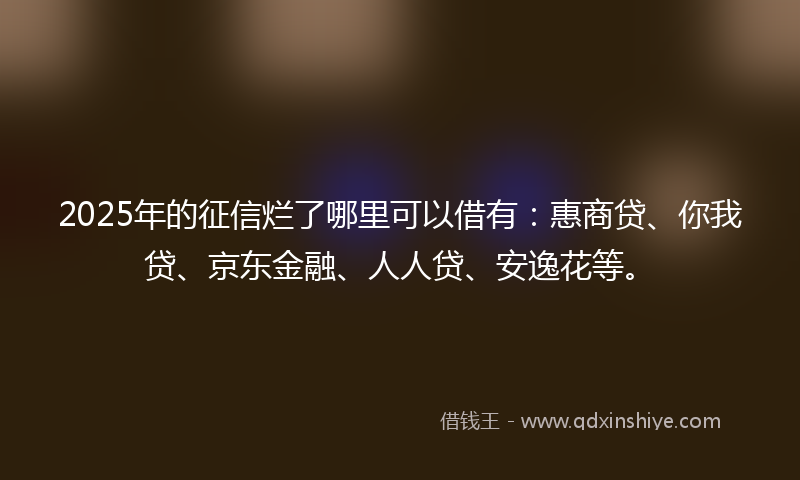 2025年的征信烂了哪里可以借有：惠商贷、你我贷、京东金融、人人贷、安逸花等。