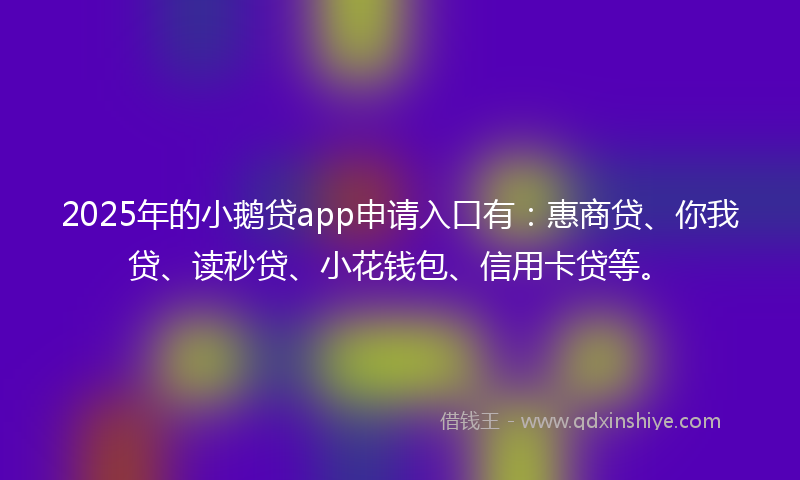 2025年的小鹅贷app申请入口有：惠商贷、你我贷、读秒贷、小花钱包、信用卡贷等。