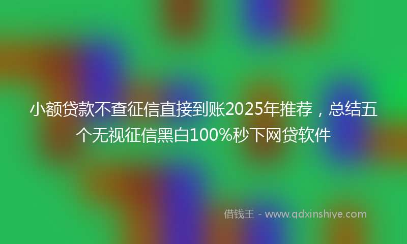 小额贷款不查征信直接到账2025年推荐，总结五个无视征信黑白100%秒下网贷软件