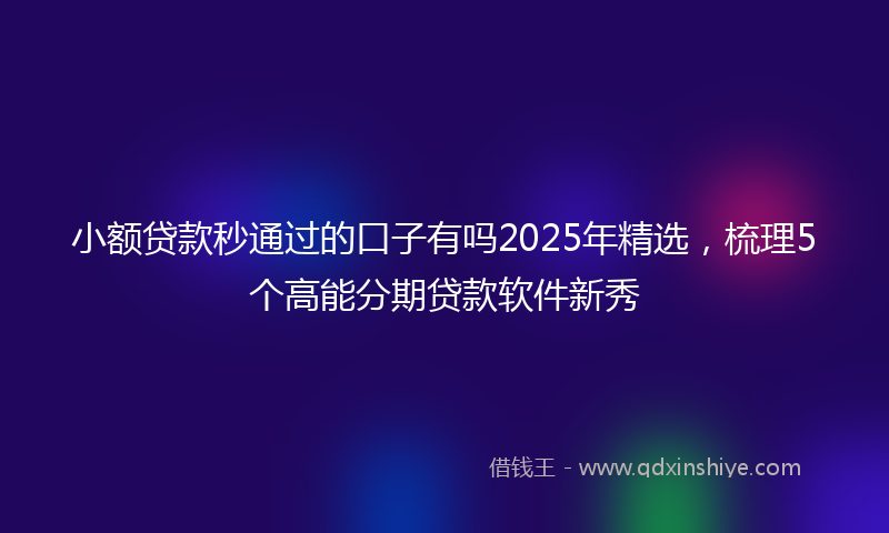 小额贷款秒通过的口子有吗2025年精选，梳理5个高能分期贷款软件新秀