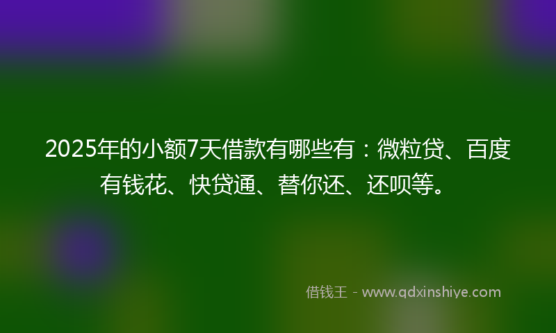 2025年的小额7天借款有哪些有：微粒贷、百度有钱花、快贷通、替你还、还呗等。