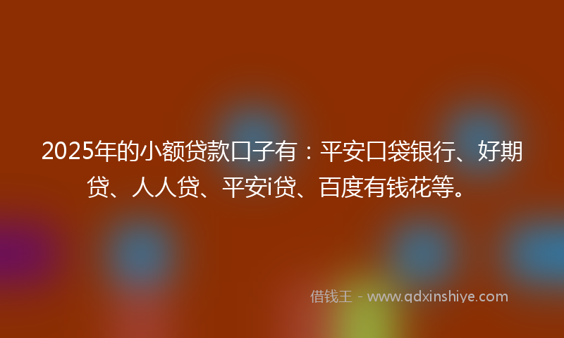 2025年的小额贷款口子有：平安口袋银行、好期贷、人人贷、平安i贷、百度有钱花等。
