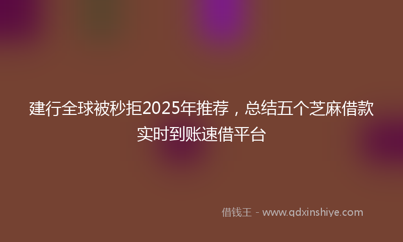 建行全球被秒拒2025年推荐，总结五个芝麻借款实时到账速借平台