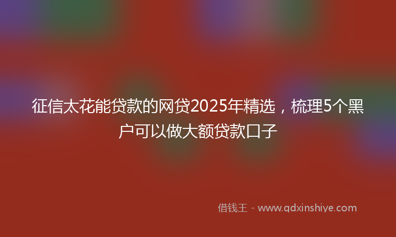 征信太花能贷款的网贷2025年精选，梳理5个黑户可以做大额贷款口子