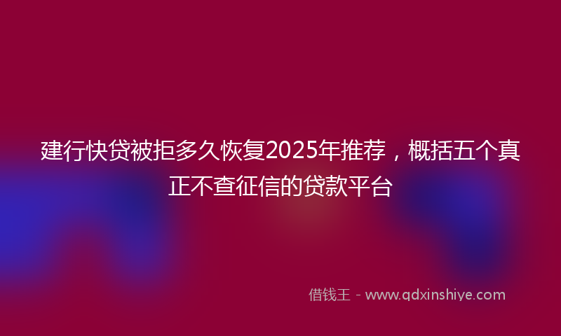 建行快贷被拒多久恢复2025年推荐，概括五个真正不查征信的贷款平台