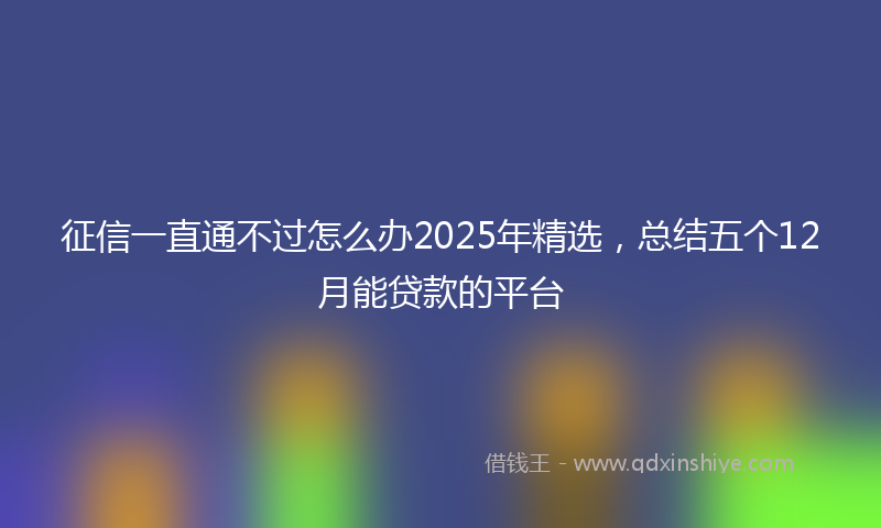 征信一直通不过怎么办2025年精选，总结五个12月能贷款的平台