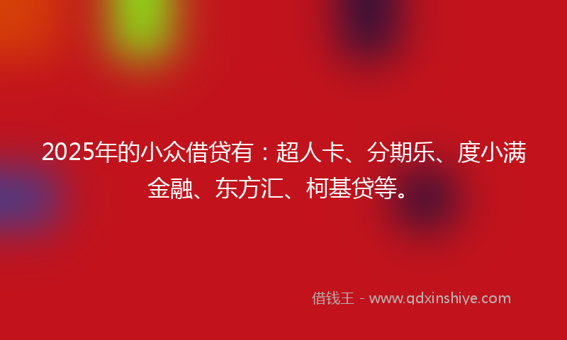 2025年的小众借贷有：超人卡、分期乐、度小满金融、东方汇、柯基贷等。