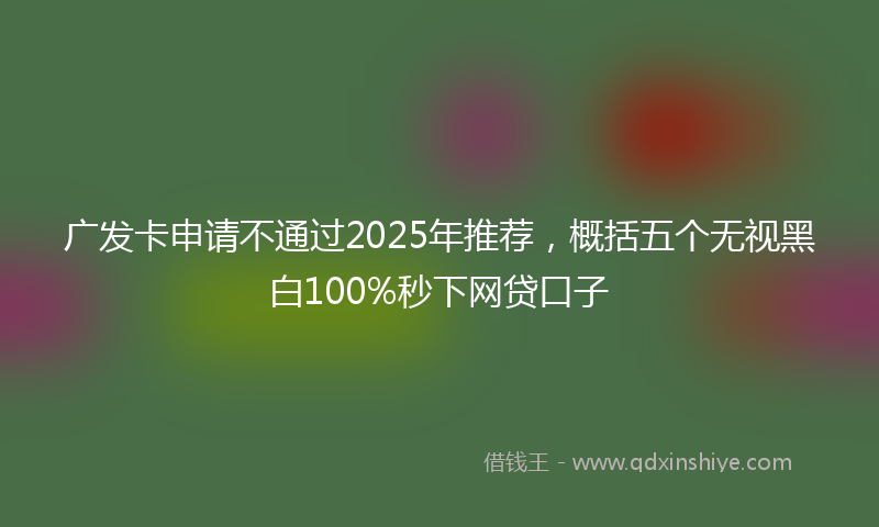 广发卡申请不通过2025年推荐，概括五个无视黑白100%秒下网贷口子