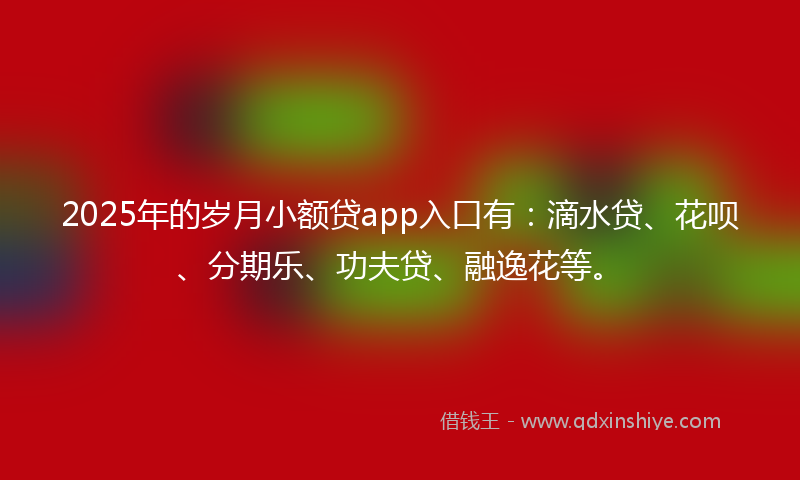 2025年的岁月小额贷app入口有：滴水贷、花呗、分期乐、功夫贷、融逸花等。