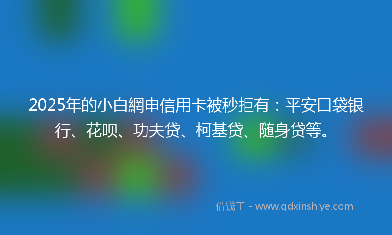 2025年的小白網申信用卡被秒拒有：平安口袋银行、花呗、功夫贷、柯基贷、随身贷等。