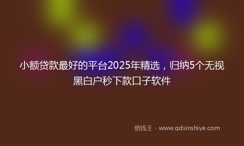 小额贷款最好的平台2025年精选，归纳5个无视黑白户秒下款口子软件