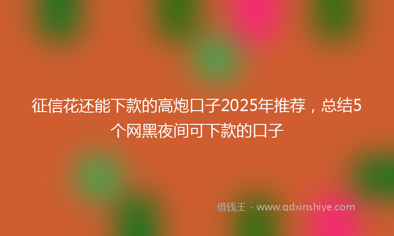征信花还能下款的高炮口子2025年推荐，总结5个网黑夜间可下款的口子