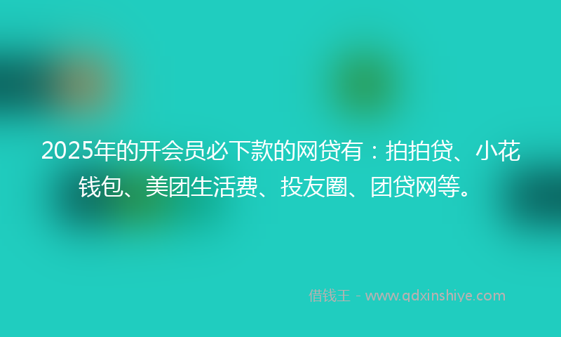 2025年的开会员必下款的网贷有：拍拍贷、小花钱包、美团生活费、投友圈、团贷网等。