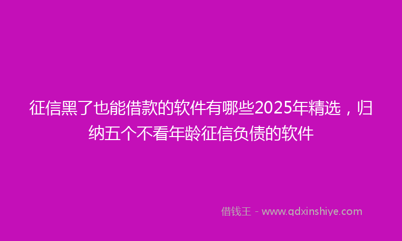 征信黑了也能借款的软件有哪些2025年精选，归纳五个不看年龄征信负债的软件