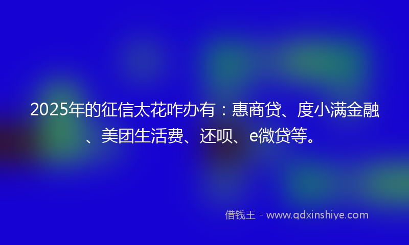2025年的征信太花咋办有：惠商贷、度小满金融、美团生活费、还呗、e微贷等。