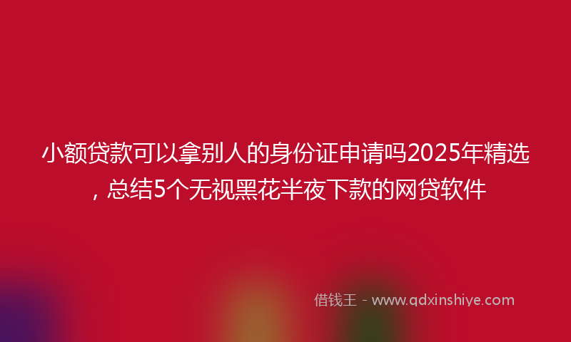 小额贷款可以拿别人的身份证申请吗2025年精选，总结5个无视黑花半夜下款的网贷软件