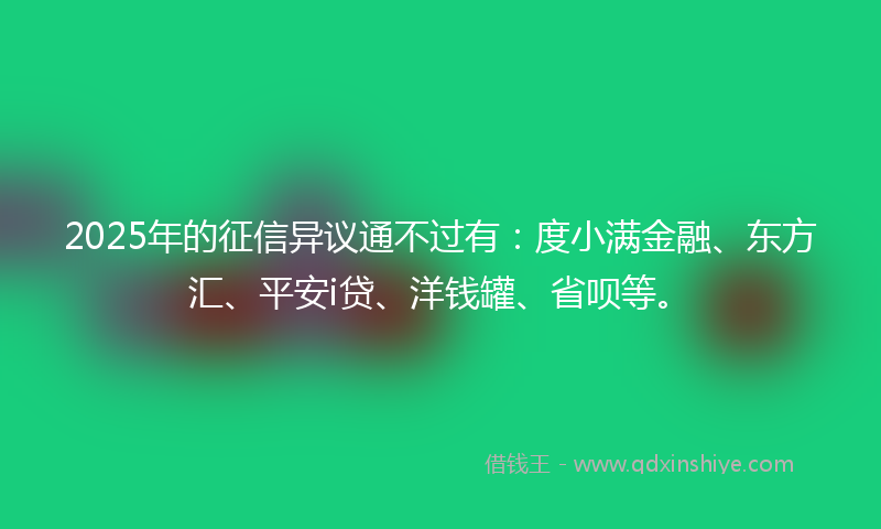 2025年的征信异议通不过有：度小满金融、东方汇、平安i贷、洋钱罐、省呗等。